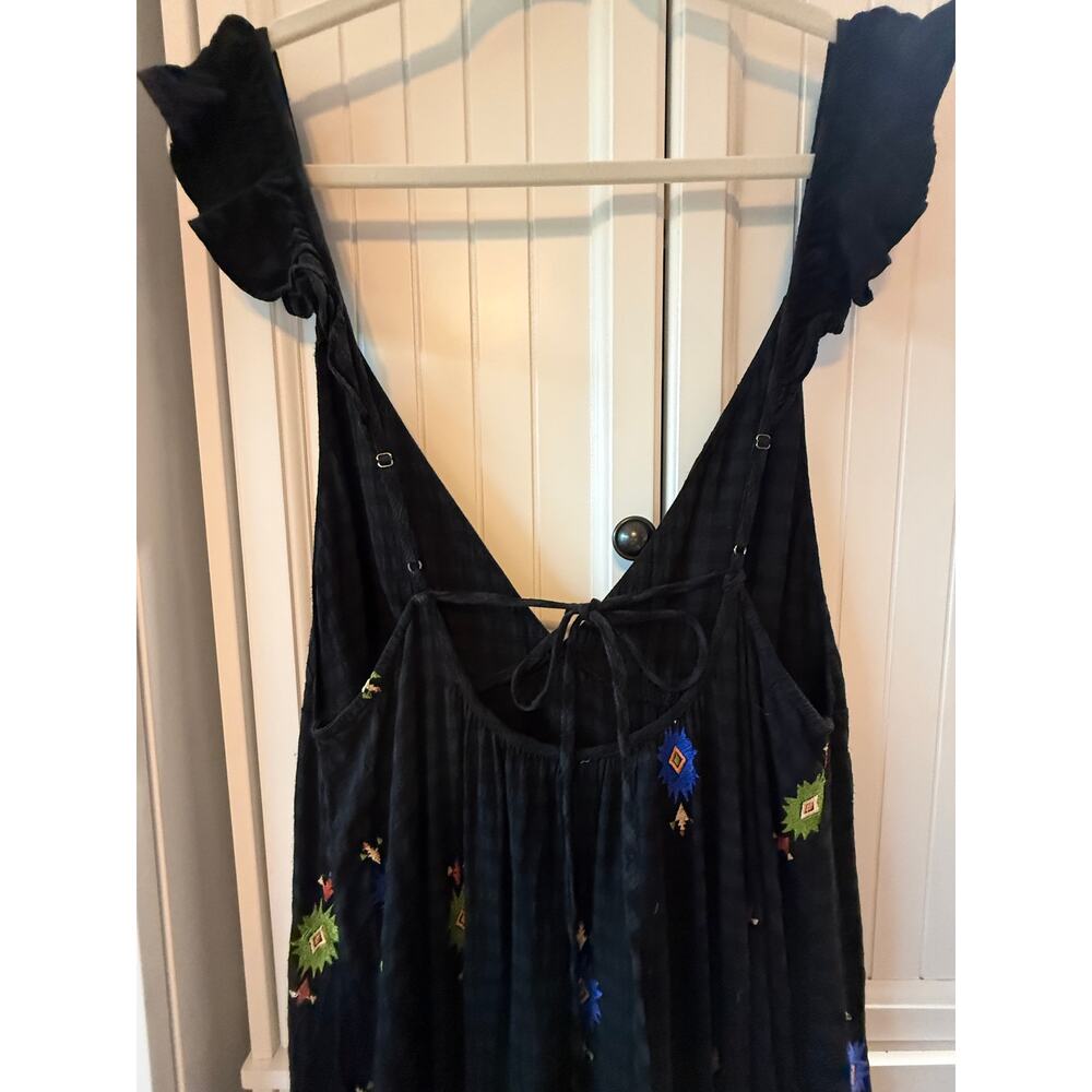 Anthropologie V-Neck embroidered ruffle sleeve maxi dress XL EUC - Picture 8 of 9